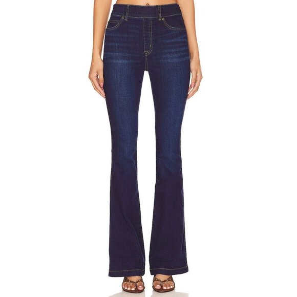 Spanx Flare Jeans Midnight Shade High Waist-sz Medium - Picture 1 of 12